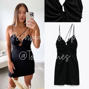 Zara Asymmetric Black Mini Dress